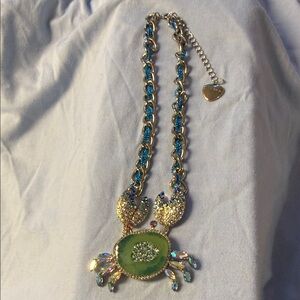 Betsey Johnson Blue and Gold Crab Necklace